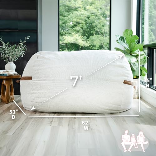 Image of Big Joe Fuf 7Ft Giant Foam Bean Bag Chair, Oversized Couch with Removable Cover for Kids, Teens, Adults, Sandstone Textured Boucle, 7 Foot | Premium Shredded Foam Filled, Textured Boucle, Adult-Sized Comfortable Seating, Supports Up to 300 lbs