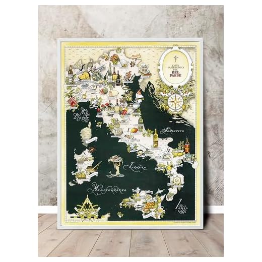Riley Creative Solutions Gourmet Map of Italy | Carta Gastronomica | Italian Cuisine Kitchen Restaurant Decor Art (3 Sizes) (23"x30")