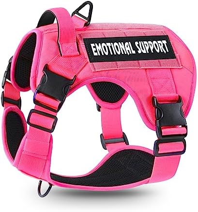 voopet Tactical Dog Harness – Military Emotional Support Service Dog Vest with Handle & Molle for Medium Large Dogs, Easy Control No Pull ESA Dog Vest with 6 Tags for Working Training