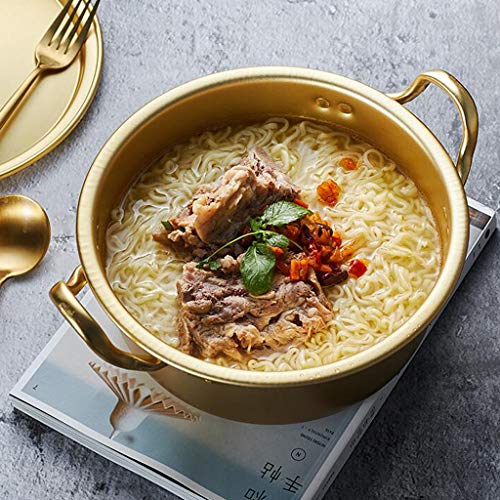 Baoblaze Conjunto de 2, panelas de alumínio para macarrão ramen, panela quente com tampa para sopa