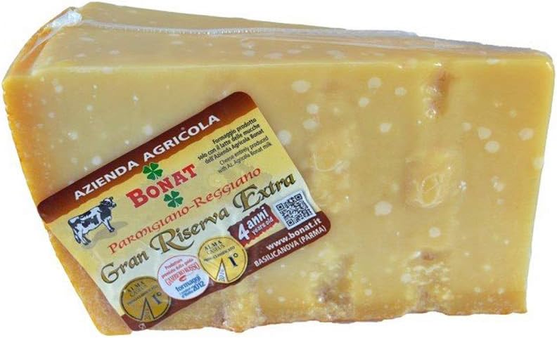 The best Parmigiano Reggiano of Italy , from Bonat Farm, aged for 4 years, vacuum packed, 2,3 lbs, with a cotton freshness sack.