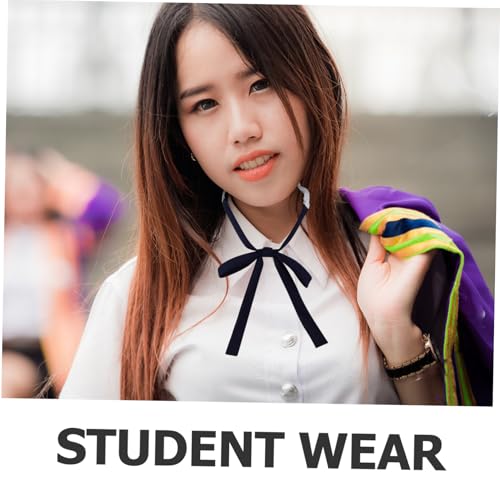 2Pcs Japanese Style Women Bow Tie Adjustable Narrow Long Necktie with Matte Finish for School Uniforms and Casual Outfits Elegant Design for Modern Wardrobe3
