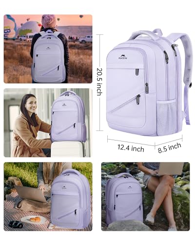 Image of MATEIN Extra Large Laptop Backpack for Women, 50 L TSA Carry On with Multiple Organized Pockets, Anti Theft Water Resistant Travel Laptop Backpack Fits 18.4 In Computer, Light Purple