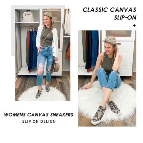 JENN ARDOR Womens Fall Slip On Fashion Sneakers No Laces Comfortable Casual Low Canvas Sneakers Flats Walking Shoes - image 3