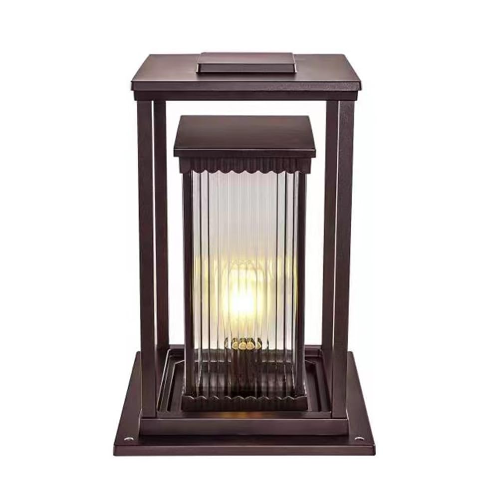 Żebrowana szklana lampa filarowa i słupek do drzwi ogrodowych