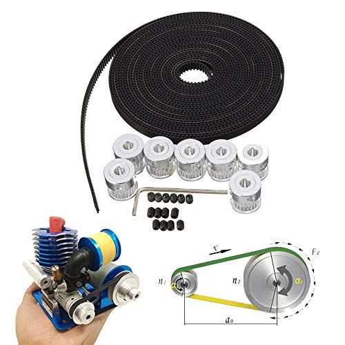 Gt2 Timing Belt Pulley, 8Pcs Gt2 20Teeth Bore 5Mm Timing Pulley Wheel With Gt2 5 Meters Rubber Belt And Tensioner By Yeezugo #TOP1