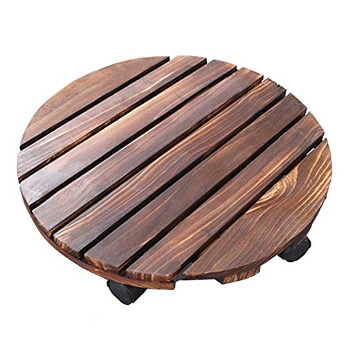 qazwsx Soporte para Plantas con Ruedas - Bandeja Redonda de Madera para macetas con 360 & deg; Rodillos universales de Varios tamaños para Elegir (tamaño: 50x50 cm)