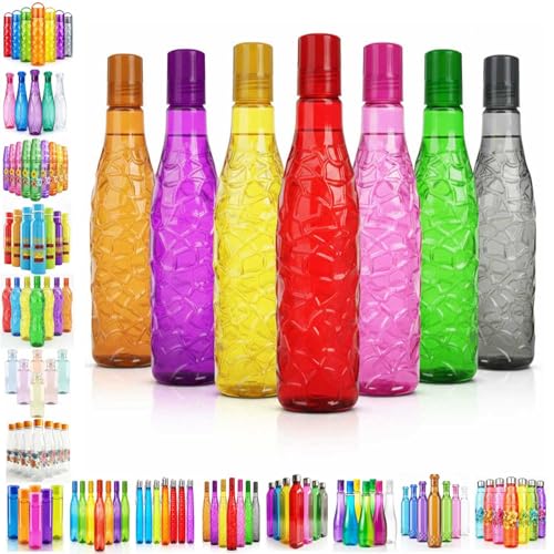 Image of TAVASYA Unbreakable 1 Litre Cracked Ice Pattern Water Bottles | Pack of 3 | Multicolor | Leakproof Screw Cap | BPA-Free | Bottles for Fridge, Home, Office, School and Travel
