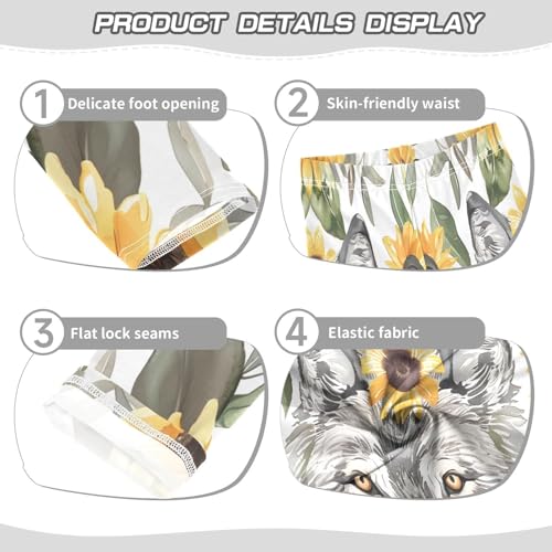 Toddler Girls Leggings Printed Yoga Pants Leggings Wolfs Face Sunflowers for Kids3