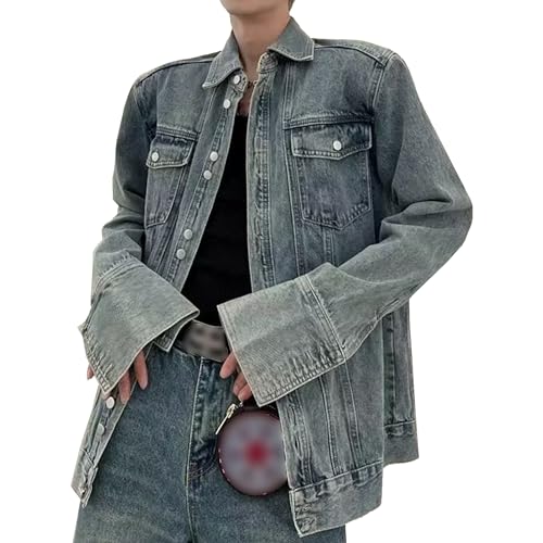 Veste en denim homme boutonnée style casual slim fit avec double poche
