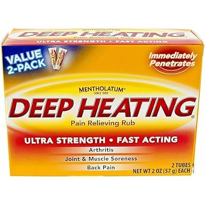Mentholatum Deep Heating Pain Relieving Rub, Ultra Strength, 2 Tubes each, Pack of 5
