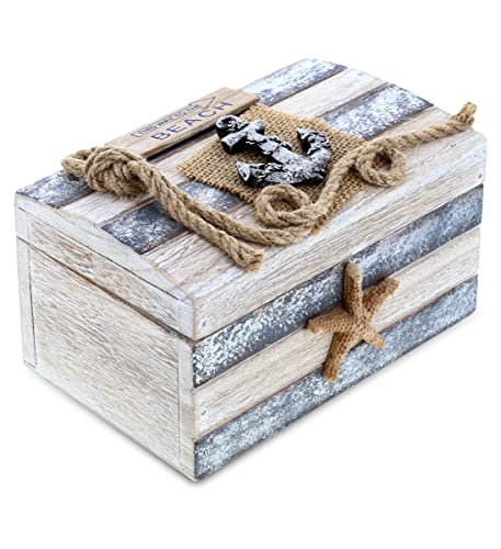 CoTa Global Silver Sea Wooden Jewelry Box - Handcrafted Nautical