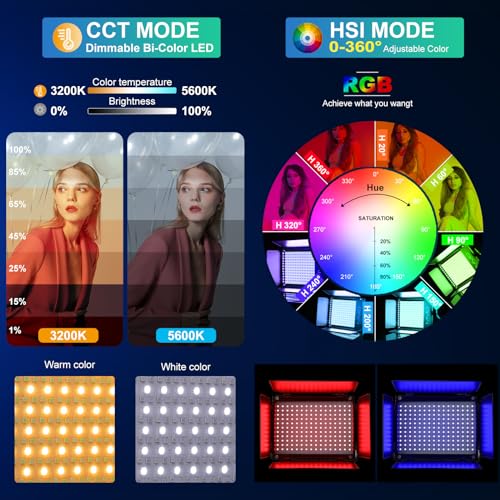 Image of GVM RGB Photography Lighting Kits with 2 Softboxes, 680RS 50W Studio Lights with Bluetooth Control, 2 Packs Video Light with 18 Lighting Scenes, led Panel Lights for Video Recording, 8500lux /0.5m