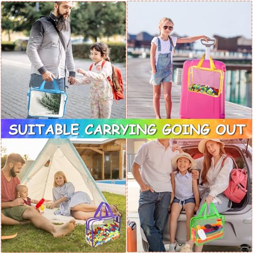 Image of 6 Color Large Toy Storage Bags with Labels, Reusable Clear PVC Board Game Storage, Travel Waterproof Organizer Bags with Zipper for Building Blocks, Puzzle, Kids Books
