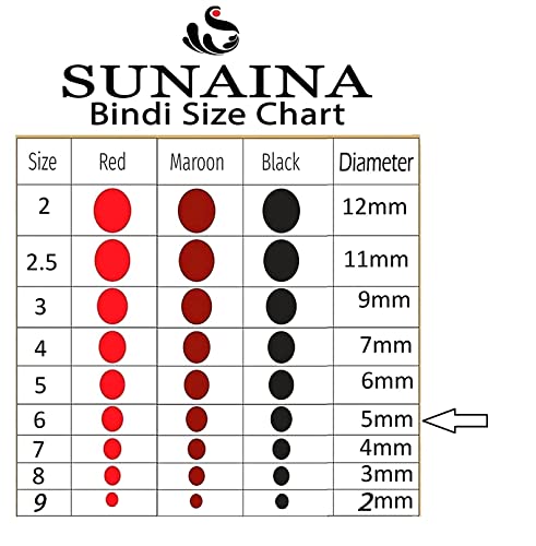 Image of Sunaina New Gold Sticker Kumkum Forehead Dark Red Round Pottu Bindis Velvet Bindi Box With 15 Cards /Flaps For Women & Girls (GDR-6 (5MM))