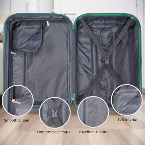 Image of LARVENDER Luggage Sets 5 Piece, PC+ABS Expandable Suitcases with Wheels | Suitcase Set for Women and Men|Checked Luggage|Carry On Luggage|Hardside Lightweight|Glossy Misty Blue