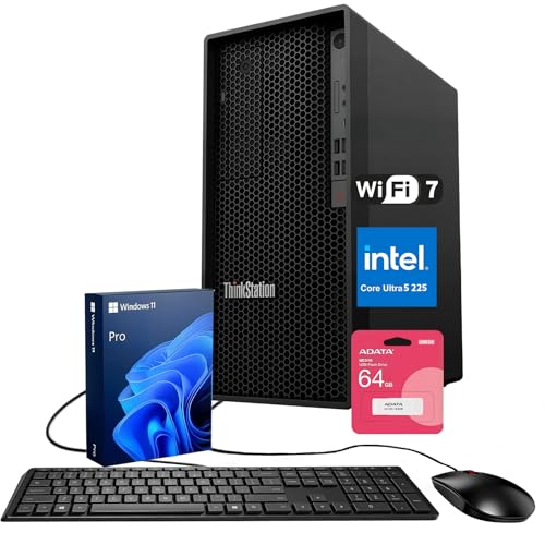 Lenovo ThinkStation P2 Tower | Business AI Workstation | Intel Core Ultra 5 225 | 32GB DDR5 | 1TB SSD | Wi-Fi 7 | Support 3-Display 4K | HDMI | DP | Wired KB & Mouse | Windows 11 Pro | w/Bundle