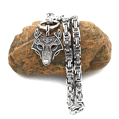 Clásico Nórdico Odin Mitología Amuleto Lobo Colgante Vikingo Cabeza de Lobo Collar Joyería Pagana Accesorios de Estilo Vintage Irlanda Religión Hombres Cover