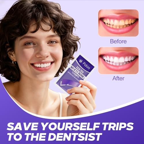Image of Purple Teeth Whitening Strips - 28 Teeth Whitener Strips (14 Uses) | Purple Color-Correcting Gel Technology | Teeth Whitening Kit for Sensitive Teeth | Enamel Safe, Peroxide-Free for a Brighter Smile
