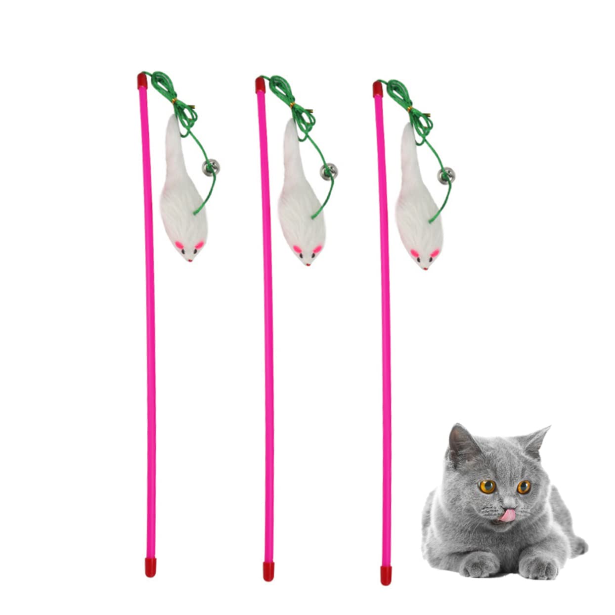 Happyyami 15 Piezas Teaser de Gato Varita de ratón de Peluche de Gato Juguetes para Mascotas Varita de Juguete para s Juguetes interactivos para s el Juguete de Peluche Animal