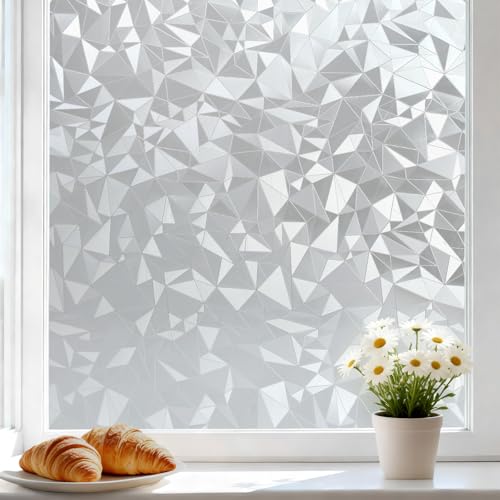 FEOMOS Films pour Vitres Film Électrostatique Film Décoratif de Fenêtre Anti Regard Film Occultant de Vitre Réutilisable Blocage des UV 44x200cm