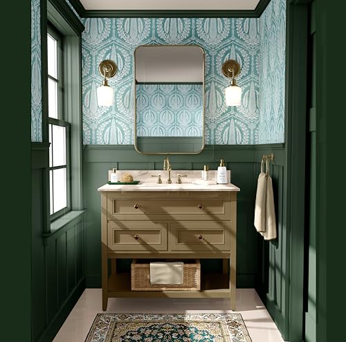 Papel pintado vintage de ciprés S4Sassy vinilo autoadhesivo verde de 63 x 61 cm 3