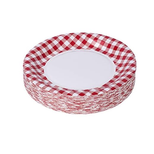 Hammont Picnic Themed 9" Disposable Round Paper Plates (50 Pack) Picnic Party Supplies Gingham Paper Plates Ideal for Parties, Family Dinner and Picnic Parties