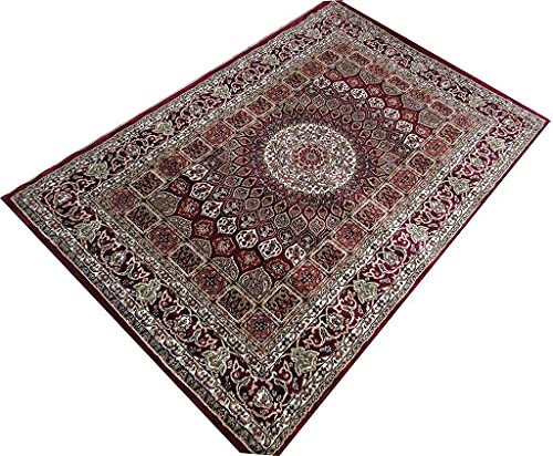 Image of Kashmiri Traditional Woollen Carpet with Advanced 1 Inch Thickness & Classical Look 60x180cm (2x6 Feet) Color Maroon