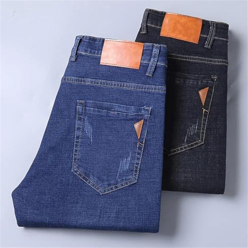 Men's Straight Jeans Slim Stretch Denim Pants Comfortable Soft Business Casual Classic Trousers4