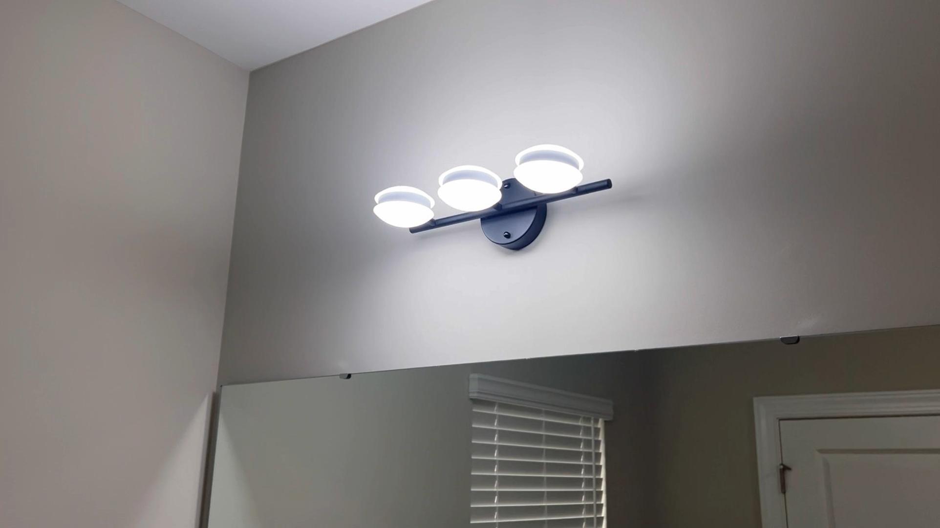 Image of redaica Vanity Lights Bathroom Lighting Fixtures Over Mirror, 3 Color Temperatures Modern Mirror Lights, 3 Rotatable Light Head Vanity Light Wall Sconce Matte Black