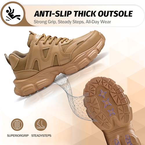 Image of Breathable Steel Toe Sneakers for Women Lightweight Puncture Proof Work Shoes Non Slip Safety Tennis Shoes Comfortable for Construction Industrial Warehouse