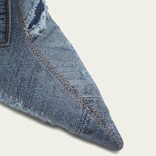 Bottes en denim bleu avec élasticité lâche et bout pointu