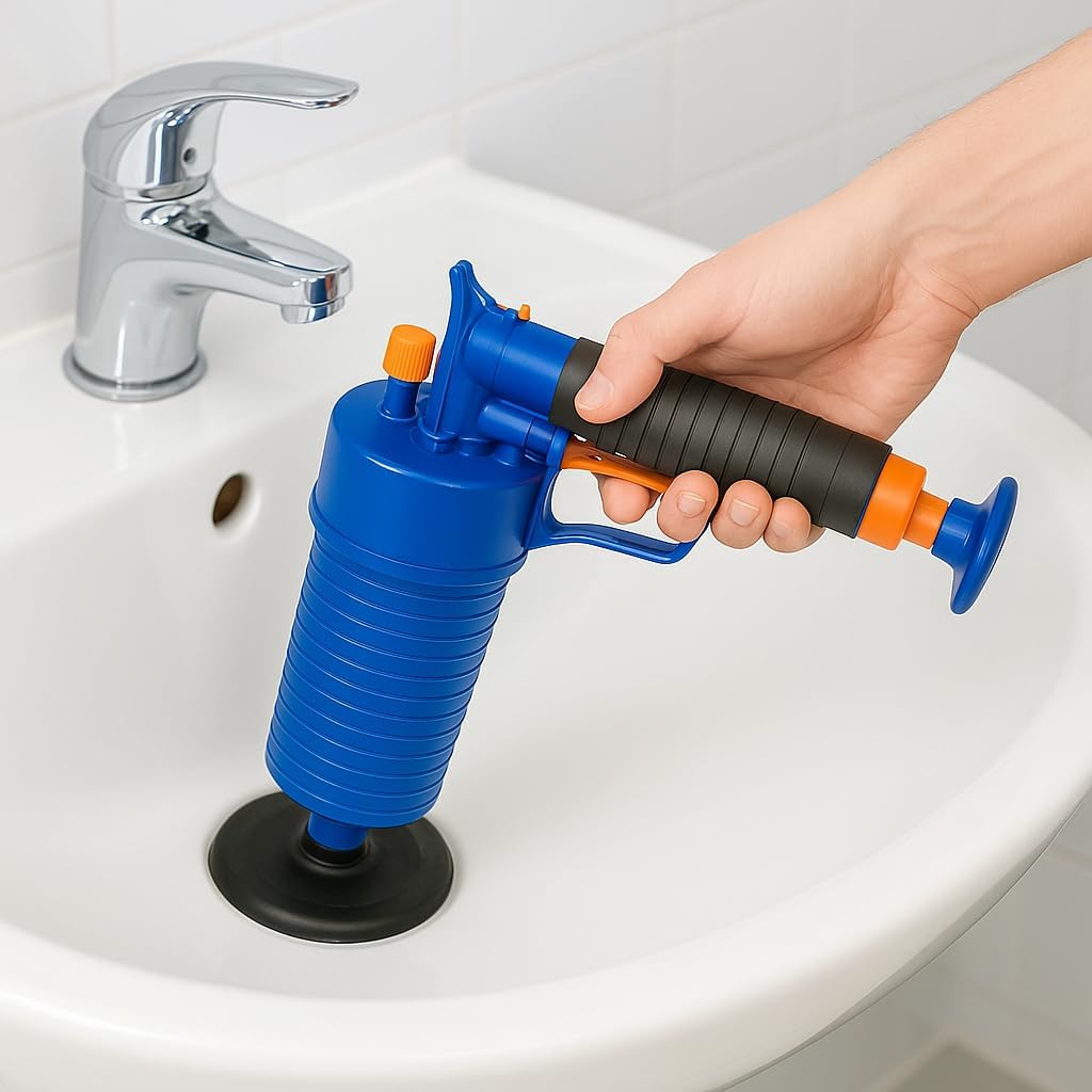 Compressed Air Pipe Cleaner with 4 Adapters | Cleaner Removes Toilets, Sinks, Showers and Bathtubs