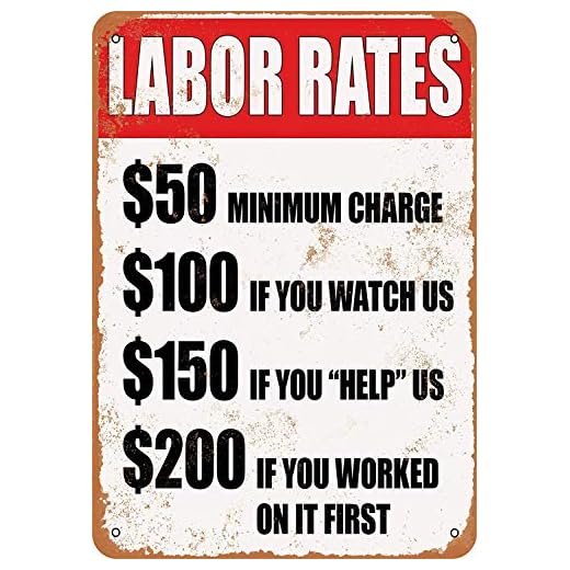 Jeremy Mann Nice Tin Sign Metal Sign Funny Labor Rates, A LOT If You Worked on It First Vintage Look 8x12