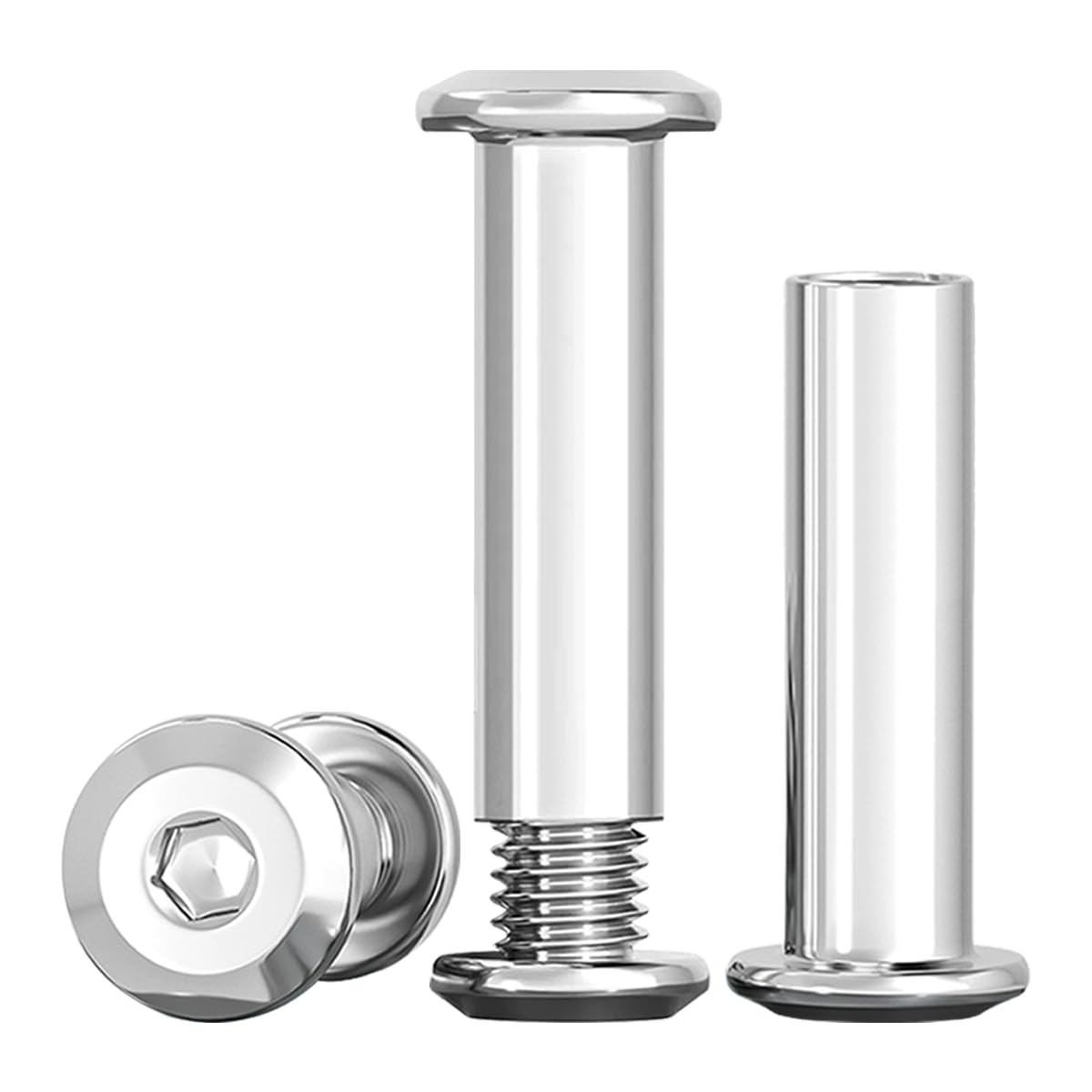 Drenky Hülsenschrauben M8 x 25mm Verbindungsschrauben Edelstahl A2 V2A Möbelschrauben 10 Stück (10 x Möbelschrauben, 10 x Hülsenmutter) Verbindungsschraube M8 für Möbeln, Schränken, Holzbret