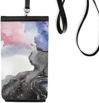 Ink Watercolor Shading Phone Wallet Purse Hanging Mobile Pouch Black Pocket