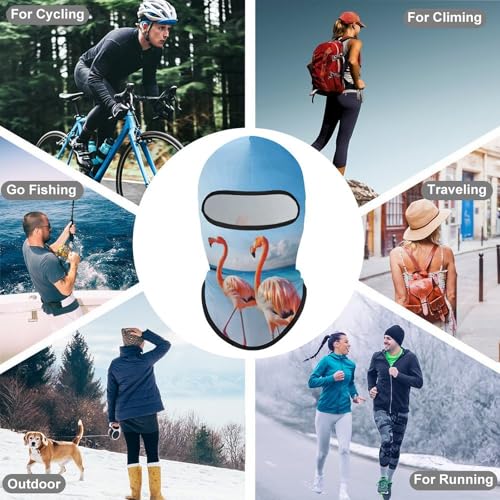 Balaclava para hombre, máscara para esquiar y ciclismo, protección facial y cervical, diseño de flamenco en la playa miniatura 6