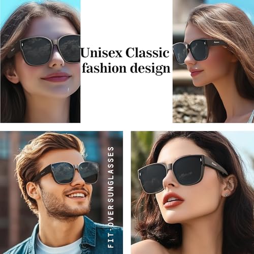 Fit Over Glasses Sunglasses for Women Men,Oversized Polarized Sunglasses for Cover Prescription Glasses UV4002