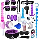 BDSM Set mit 21 Stück, BDSM Fesseln Sex Set Perfekt Bondage Set, Realistischer Dildo Anal Plug,Nippelklemmen Brustwarzen,Peitsche und Augenmaske,SM Sexspielzeug für Paare Extrem Sex Spielzeug Beide