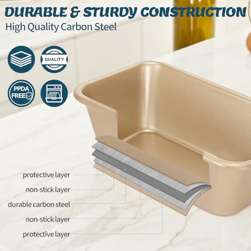 Baking Pans Set, Nonstick Stackable Bakeware Sets, Oven Pans for Cooking, AIVIKI 6 Pieces Baking Sheets Set Including Cookie Sheet, Deep Roaster Pan, Square Pan, Loaf Pan, Muffin Pan, Carbon Steel - Image 4