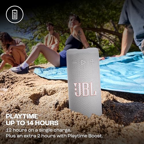 Image of JBL Grip Wireless Portable Bluetooth Speaker, JBL Pro Sound with AI Sound Boost, IP68 Waterproof /Dustproof, Ambient Light, Upto 14H Playtime, Auracast Multi-Speaker Connection, White