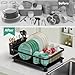 Hiviweer Dish Drying Rack - Space-Saving Dish Rack,Dish Racks for Kitchen Counter with Drainboard, Rustproof Dish Drainer with a Removable 4-Compartment Utensil Holder,Black