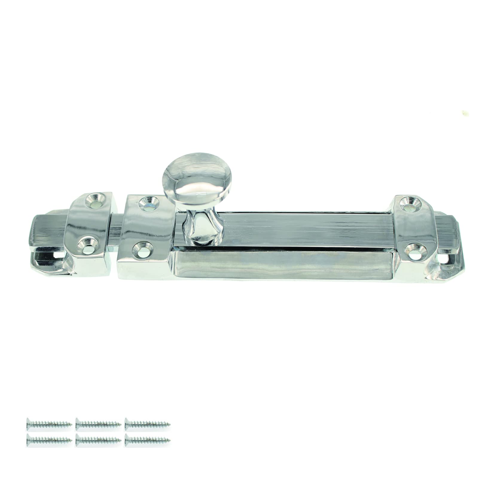ZhongWang Hardware ZW BT001 Solid Brass Bright Chrome 4 Inch Sliding Door Latch Barrel Bolt Cabinet Lock