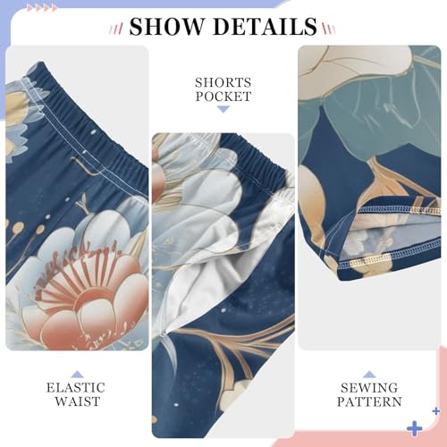 ZZXXB Peony Flowers Print Boys Long Pants Soft Trousers Elastic Waist Kids Lounge Bottoms with Pockets S-XL4