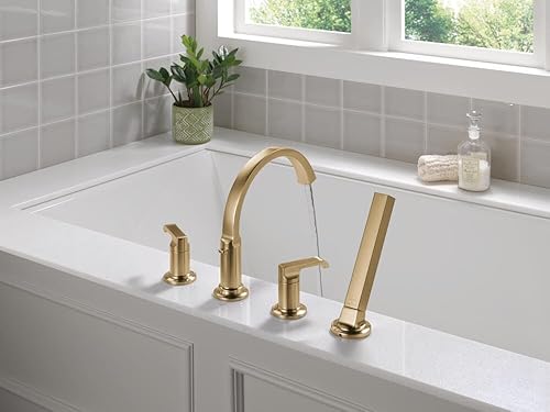 Miniatura 2 de Delta Faucet Tetra - Grifo de bañera romano dorado, grifo de bañera romano, grifo de bañera Delta Roman dorado, relleno de bañera, Lumicoat bronce