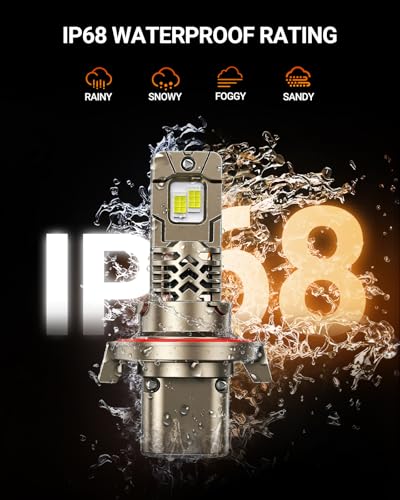 Image of SEALIGHT H13 /9008 LED Light Bulbs Hi /Low Beam, 10X Super Brighter, 1:1 Halogen Size, 6500K Cool White, 70,000Hrs Long Service Life with Cooling Fan, Plug and Play, Pack of 2