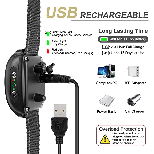 Anti Barking Dog Collars, Bark Collar Stop Dog Barking with Vibration & Beep Modes Harmless Training Dog Collar for Small Medium Large Dogs No Bark Collar Rechargeable IP67 Waterproof Humane - Image 7