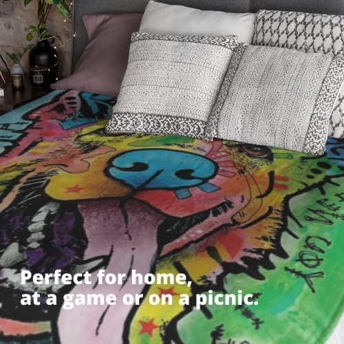 Miniatura 4 de Dawhud Direct Dean Russo - Manta colorida de vellón de pastor alemán, tamaño Queen, manta de felpa súper suave para adultos y niños, lavable a