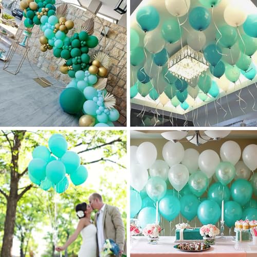 Image of PartyWoo Pearl Teal Balloons 50pcs Pearl Aqua Blue Turquoise Dark Teal