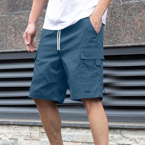 Image of Men's Cargo Shorts Casual Lightweight Quick Dry Outdoor Hiking Short Drawstring Loose Fit Cargo Shorts Multi-Pocket